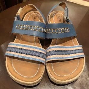 Born Blue and Tan Strappy Sandals